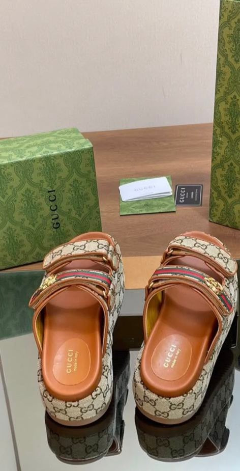 Monogram Embossed Platform Sandals