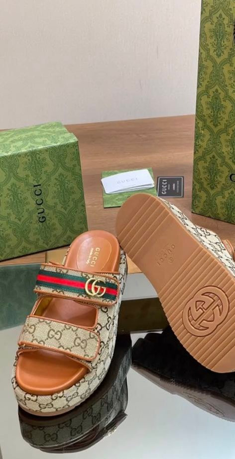 Monogram Embossed Platform Sandals