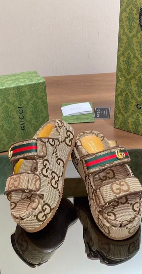 Monogram Embossed Platform Sandals