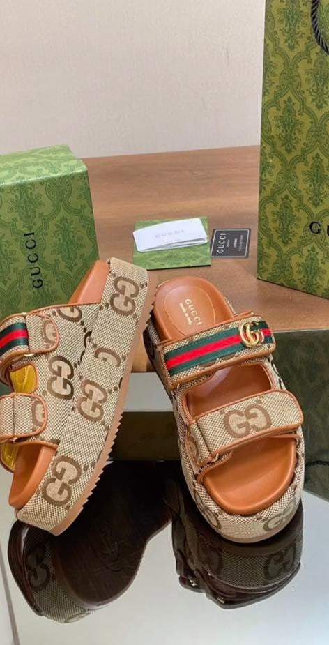 Monogram Embossed Platform Sandals